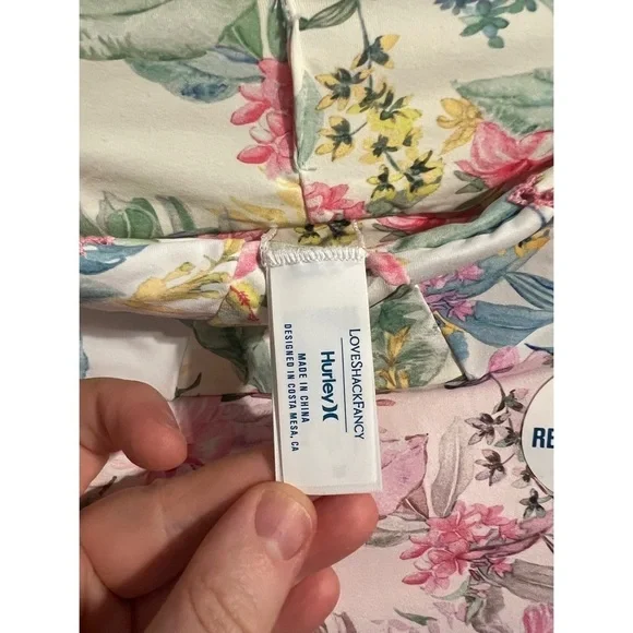 LoveShackFancy X Hurley Hawaiin Hibiscus Cheeky High Waist Bottom Size S&M NWT - Picture 11 of 15